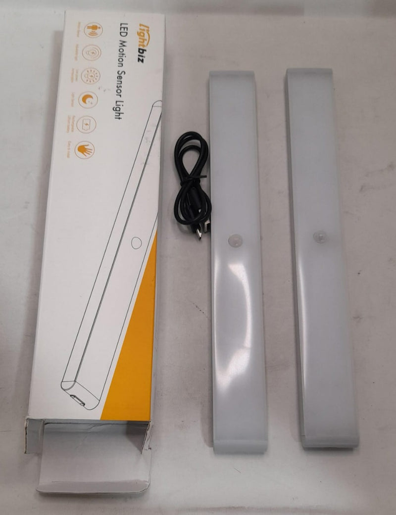 LightBiz - 280mm x 34mm LED Closet Light Dimmer Rechargeable 2400mAh Battery Motion Sensor Under Cabinet 2pack