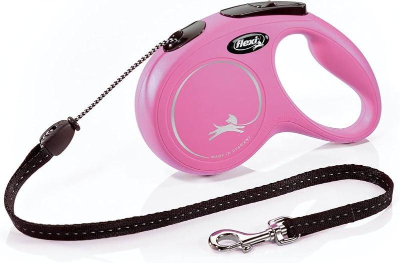 FLEXI Classic Cord Retractable Dog Leash for Small Dogs Up to 55 lbs. – 16 ft - Pink