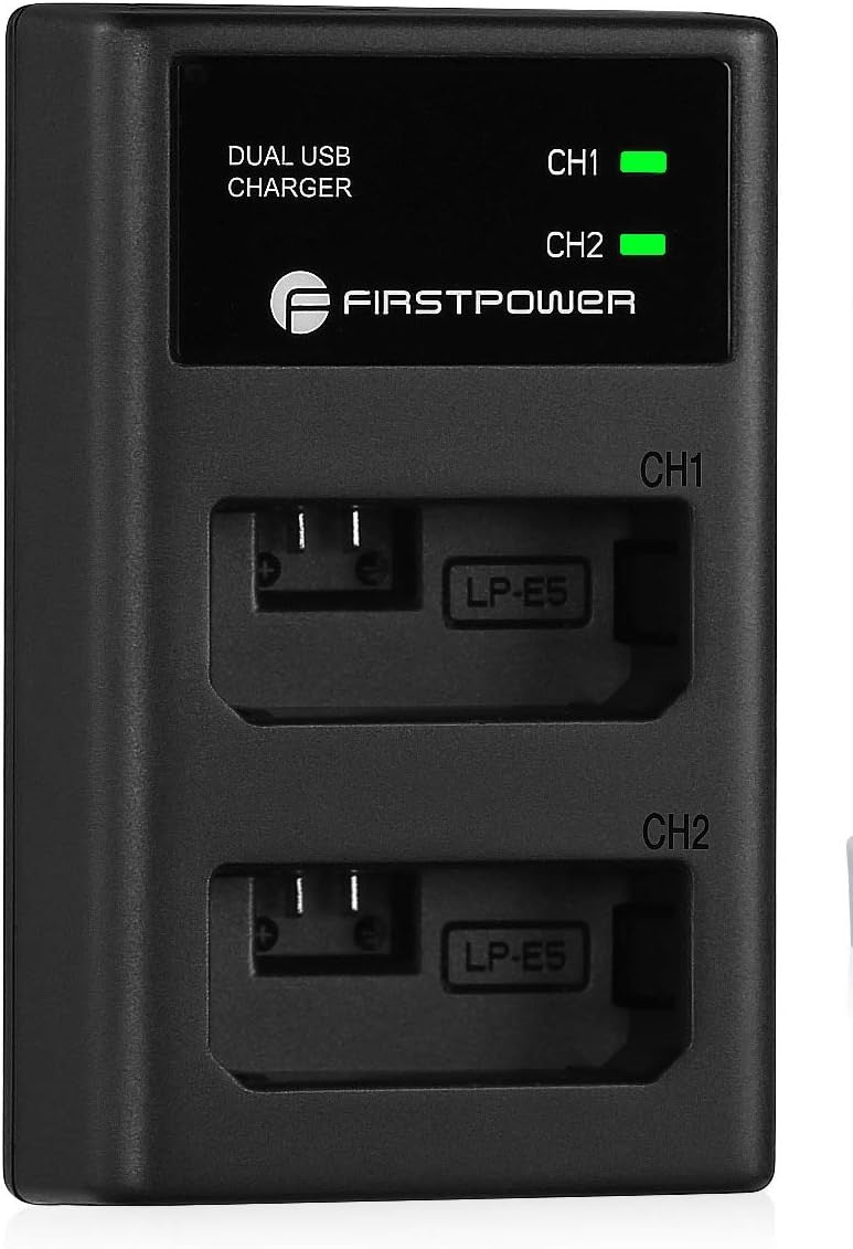 Firstpower DS-LPE5 Digital battery charger-Dual USB Charger for LP-E5 Batteries