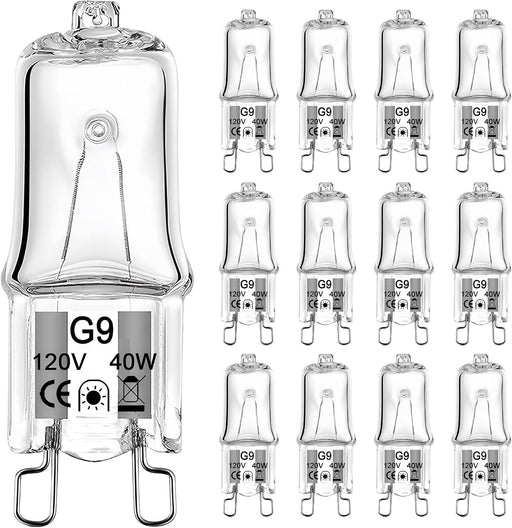 12 Pack G9 Halogen Light Bulbs 2 Pin Base Type 120V Xenon Small Light Bulb