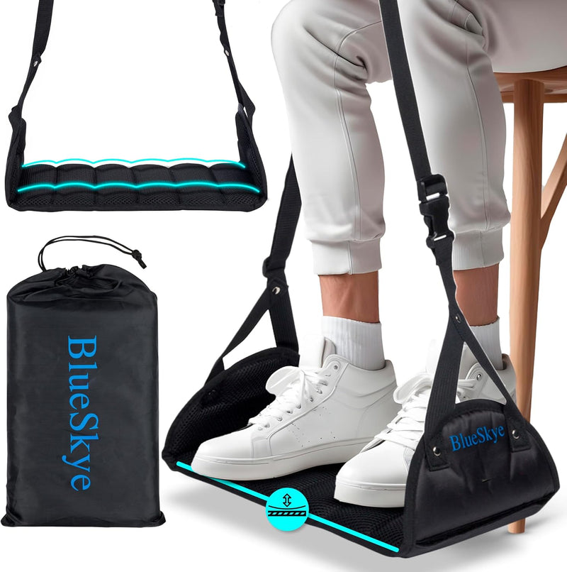 BLUESKYE Airplane Foot Hammock for Plane Travel with Flat Base