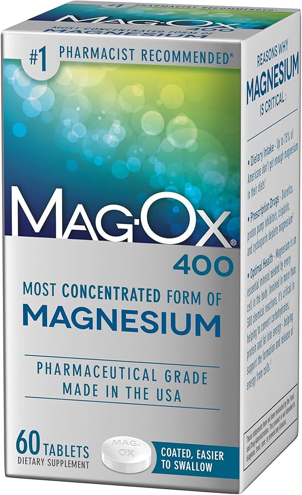 Mag-Ox 400 Magnesium Mineral Dietary Supplement Tablets 483 mg Magnesium Oxide - 180 Count