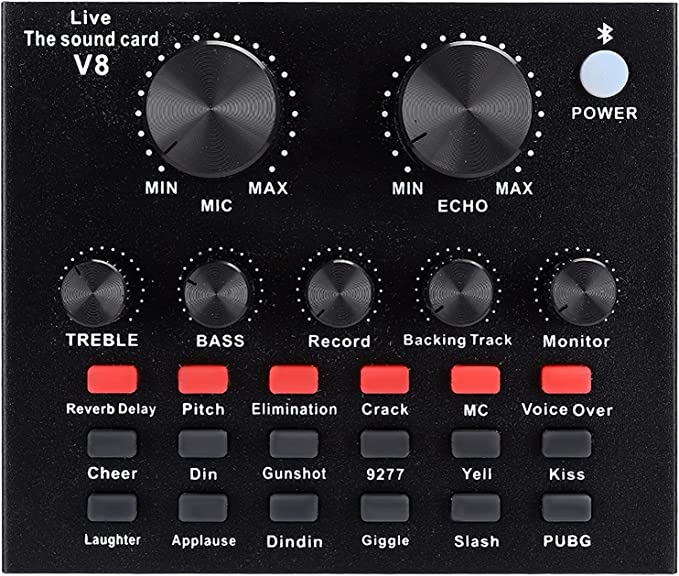 V8 Live Broadcast Sound Card-Bluetooth Volume Adjustment Voice Change