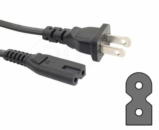 6Ft 2 Prong Square Round Figure 8 AC Power Cord Cable - Lot Of 1/10/50/100PCS