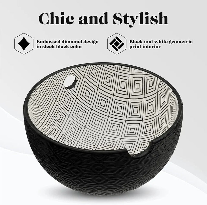 American Atelier Ramen Bowl Set of 2 - Embossed Black Design