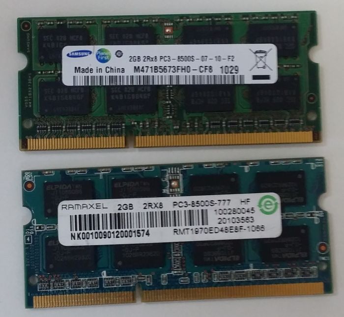 Assorted Major Brand 4GB SODIMM DDR3 PC3-8500 Laptop Memory
