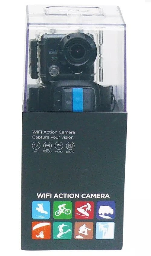 Diamond Portable Action HD Waterproof Camera with Watch Controller - Black