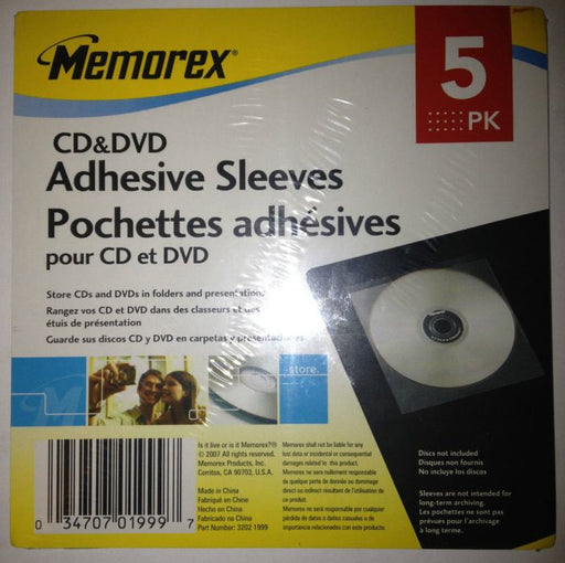 Memorex CD Adhesive Sleeves (30Pcs Total)