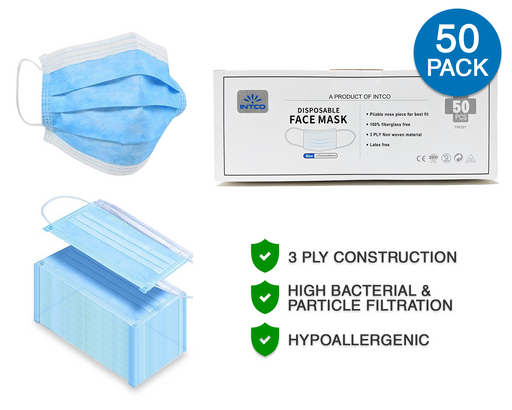 Intco Medical Procedure Face Mask with Earloops - FM301 - 2000 PCS