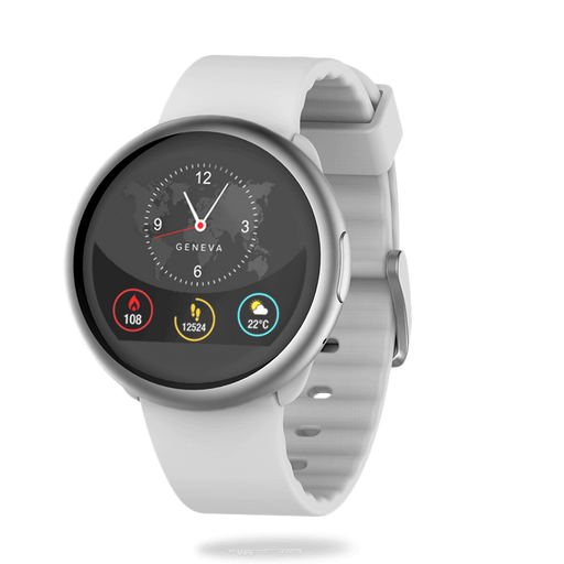 MyKronoz ZeRound2 Smartwatch with Circular Color Touchscreen - Silver/White
