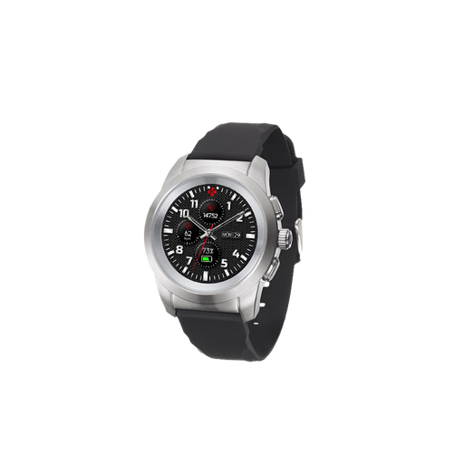 MyKronoz ZeTime Hybrid Smartwatch 39mm Stainless Steel - Brushed Silver with Black Silicone Band